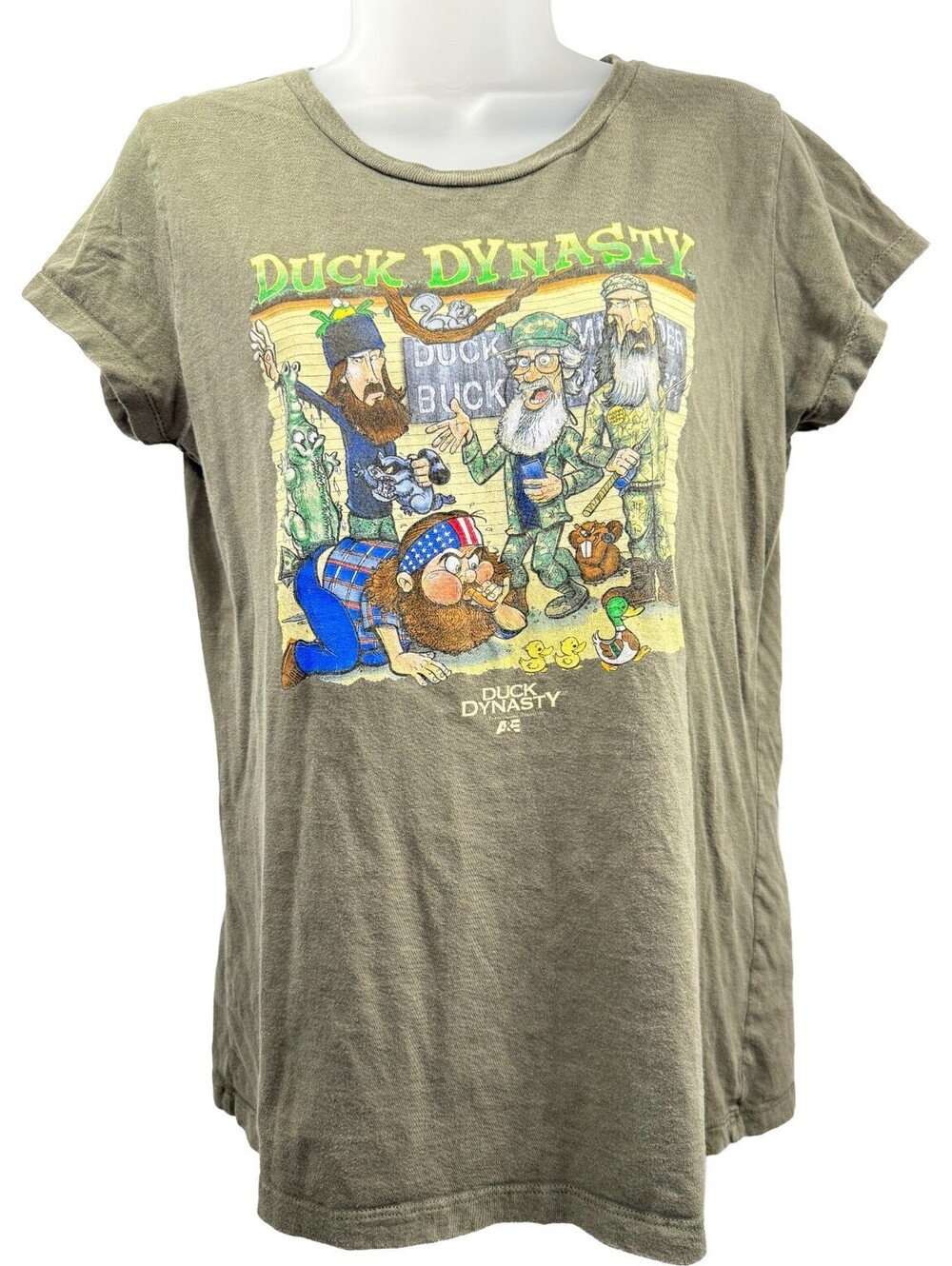 Duck Dynasty Womens T-Shirt 2XL Funny Cartoon Si Jase Phil Robertson Green